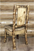 Montana Woodworks Glacier Country Collection Side Chair Buckskin Upholstery with Laser Engraved Design-Rustic Furniture Marketplace