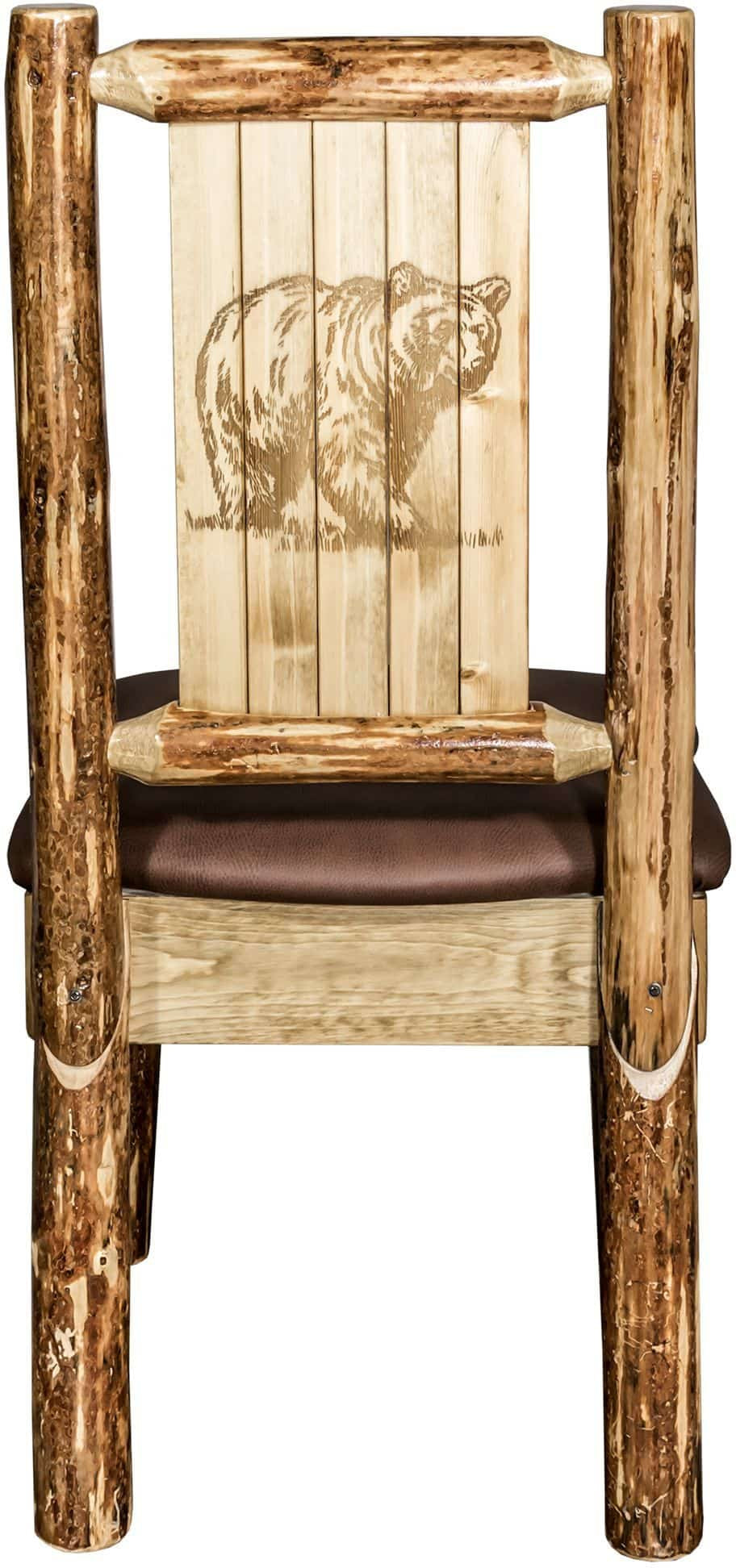 Montana Woodworks Glacier Country Collection Side Chair Saddle Upholstery with Laser Engraved Design-Rustic Furniture Marketplace