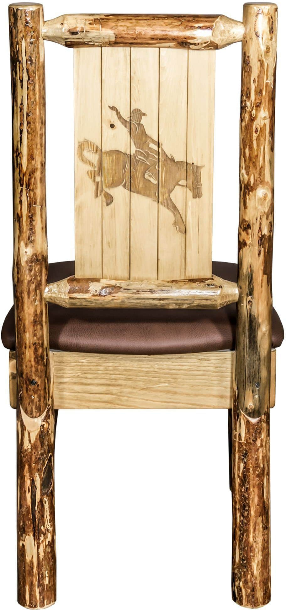 Montana Woodworks Glacier Country Collection Side Chair Saddle Upholstery with Laser Engraved Design-Rustic Furniture Marketplace