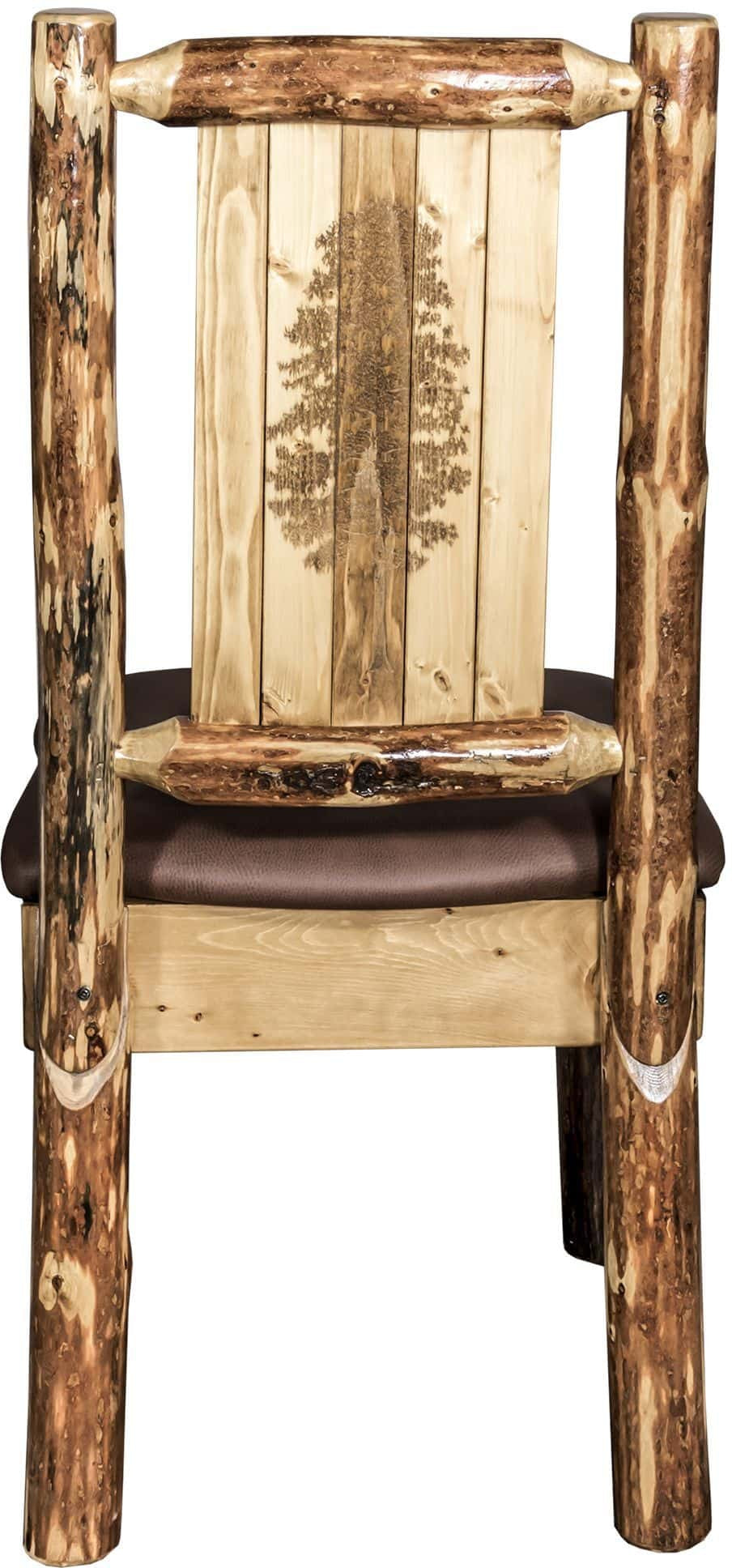 Montana Woodworks Glacier Country Collection Side Chair Saddle Upholstery with Laser Engraved Design-Rustic Furniture Marketplace