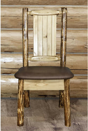 Montana Woodworks Glacier Country Collection Side Chair Saddle Upholstery with Laser Engraved Design-Rustic Furniture Marketplace