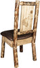 Montana Woodworks Glacier Country Collection Side Chair Saddle Upholstery with Laser Engraved Design-Rustic Furniture Marketplace