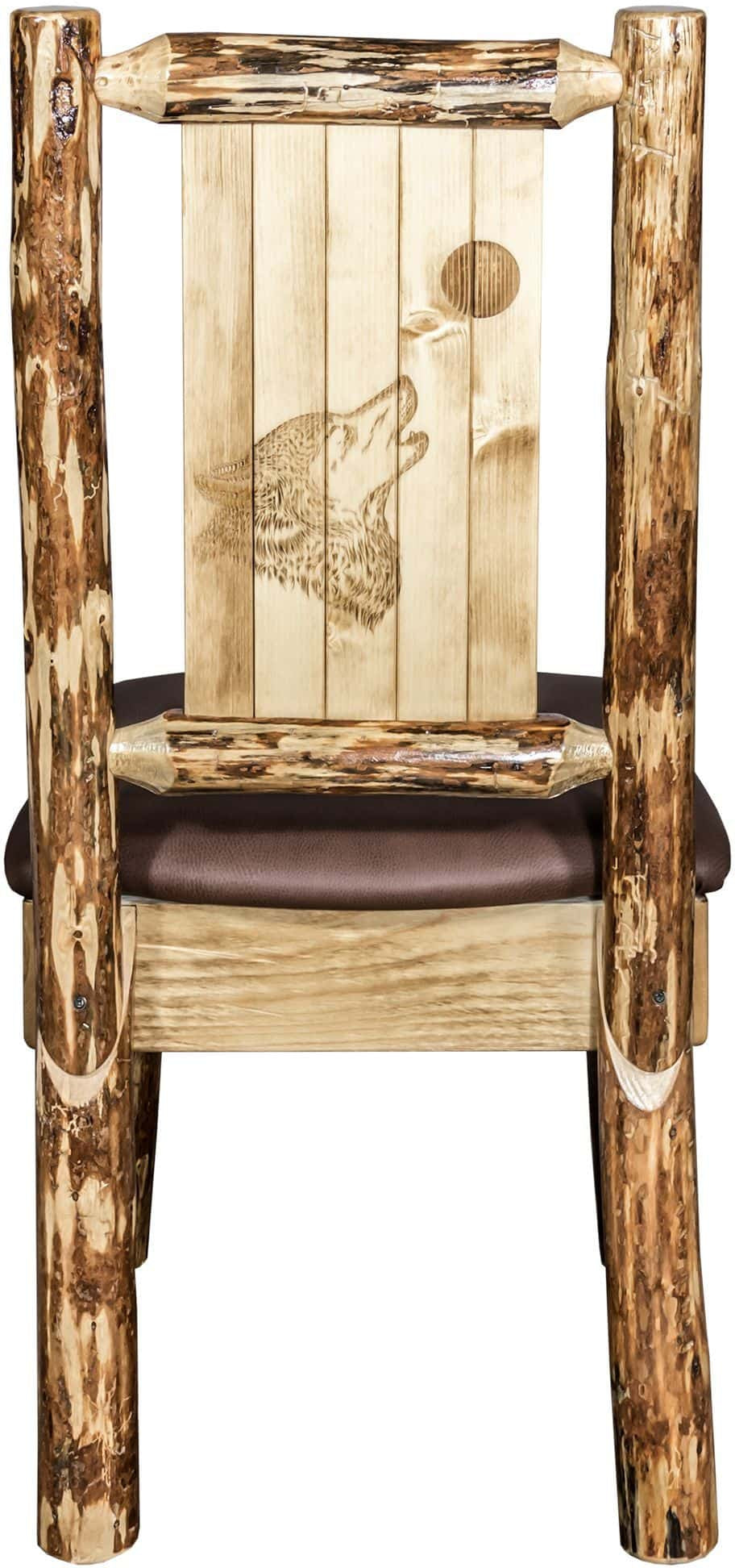 Montana Woodworks Glacier Country Collection Side Chair Saddle Upholstery with Laser Engraved Design-Rustic Furniture Marketplace