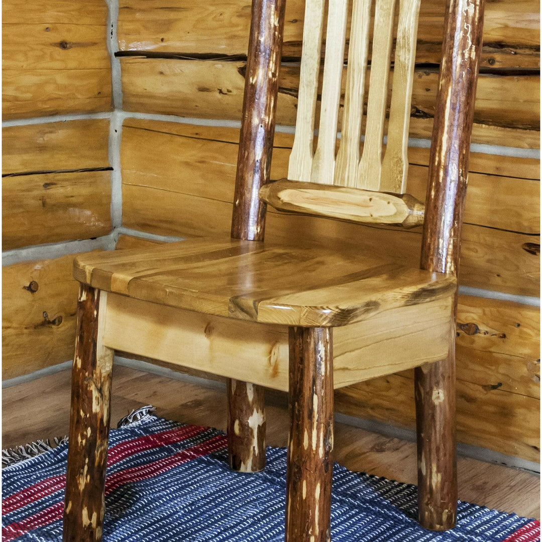 Montana Woodworks Glacier Country Collection Side Chair with Ergonomic Wooden Seat-Rustic Furniture Marketplace