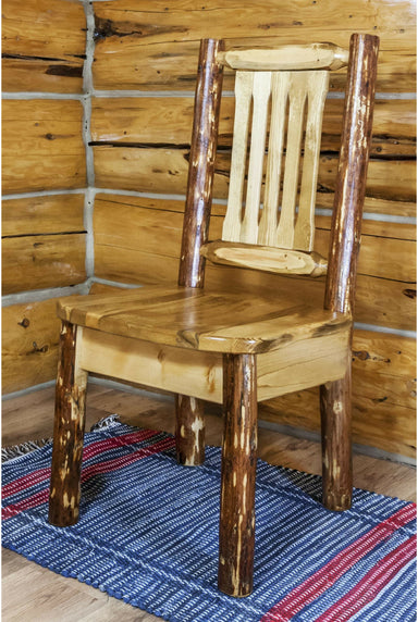 Montana Woodworks Glacier Country Collection Side Chair with Ergonomic Wooden Seat-Rustic Furniture Marketplace