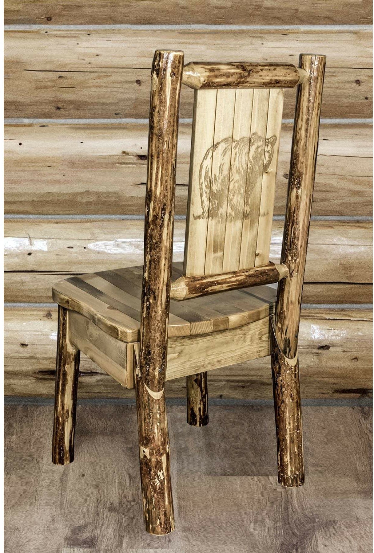 Montana Woodworks Glacier Country Collection Side Chair with Laser Engraved Design-Rustic Furniture Marketplace