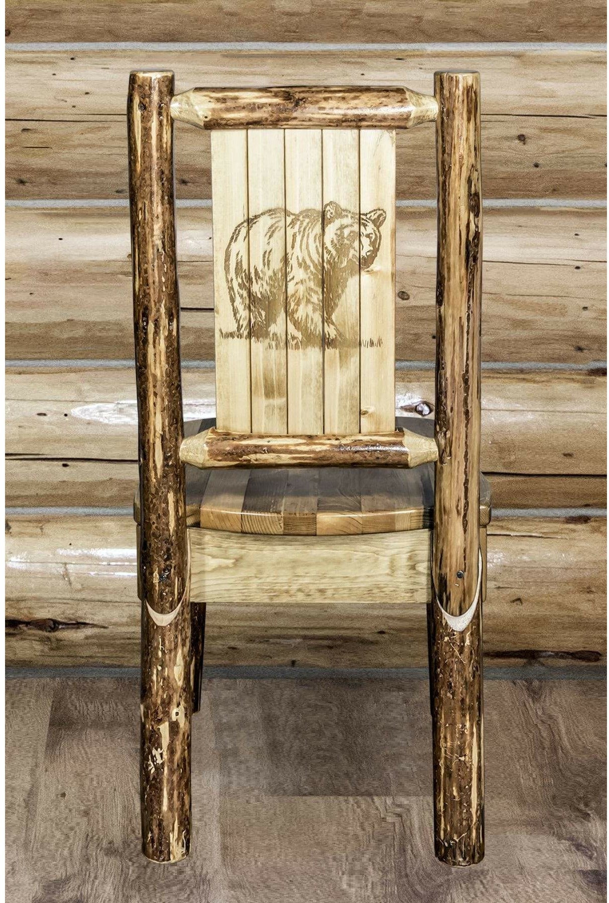 Montana Woodworks Glacier Country Collection Side Chair with Laser Engraved Design-Rustic Furniture Marketplace