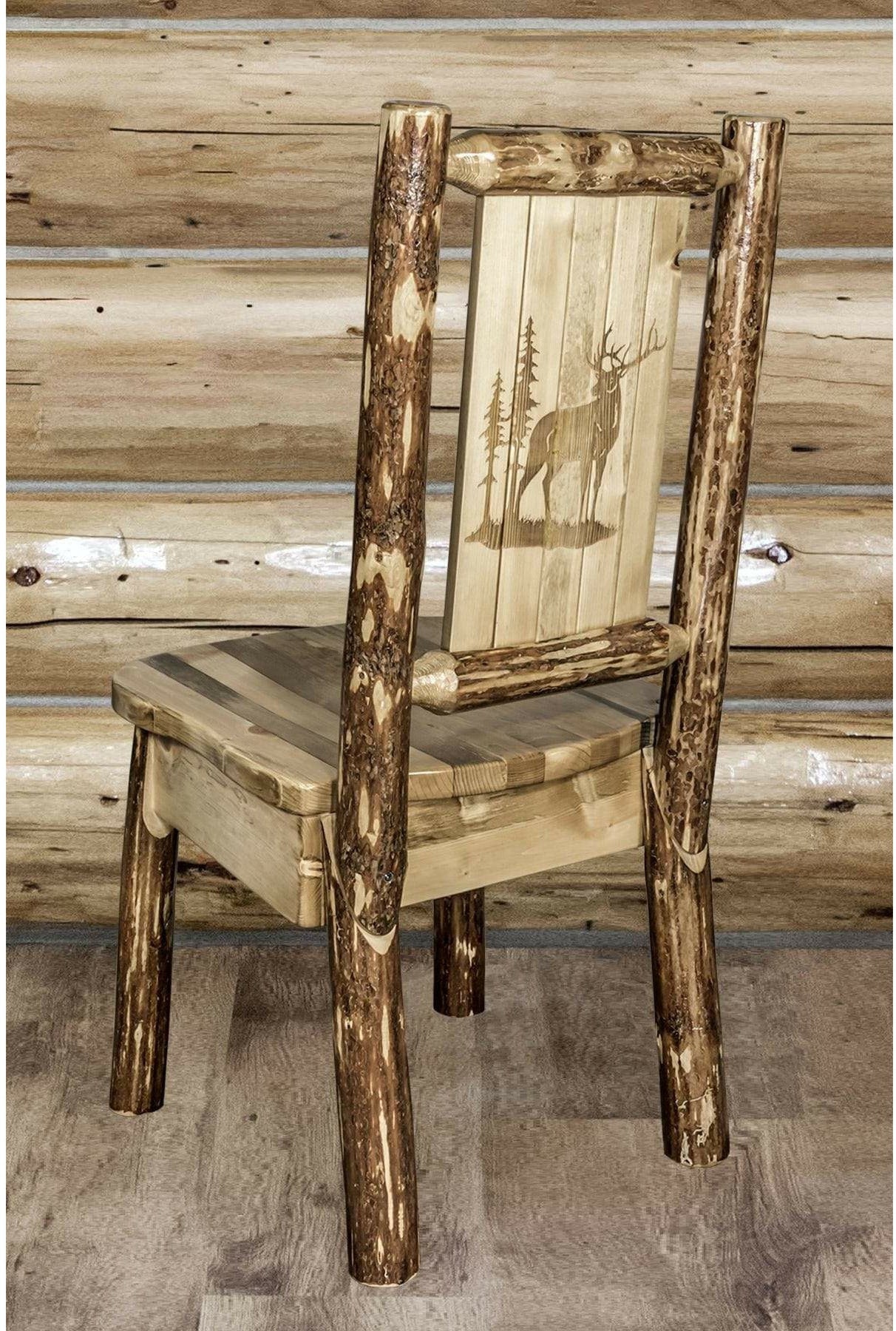 Montana Woodworks Glacier Country Collection Side Chair with Laser Engraved Design-Rustic Furniture Marketplace