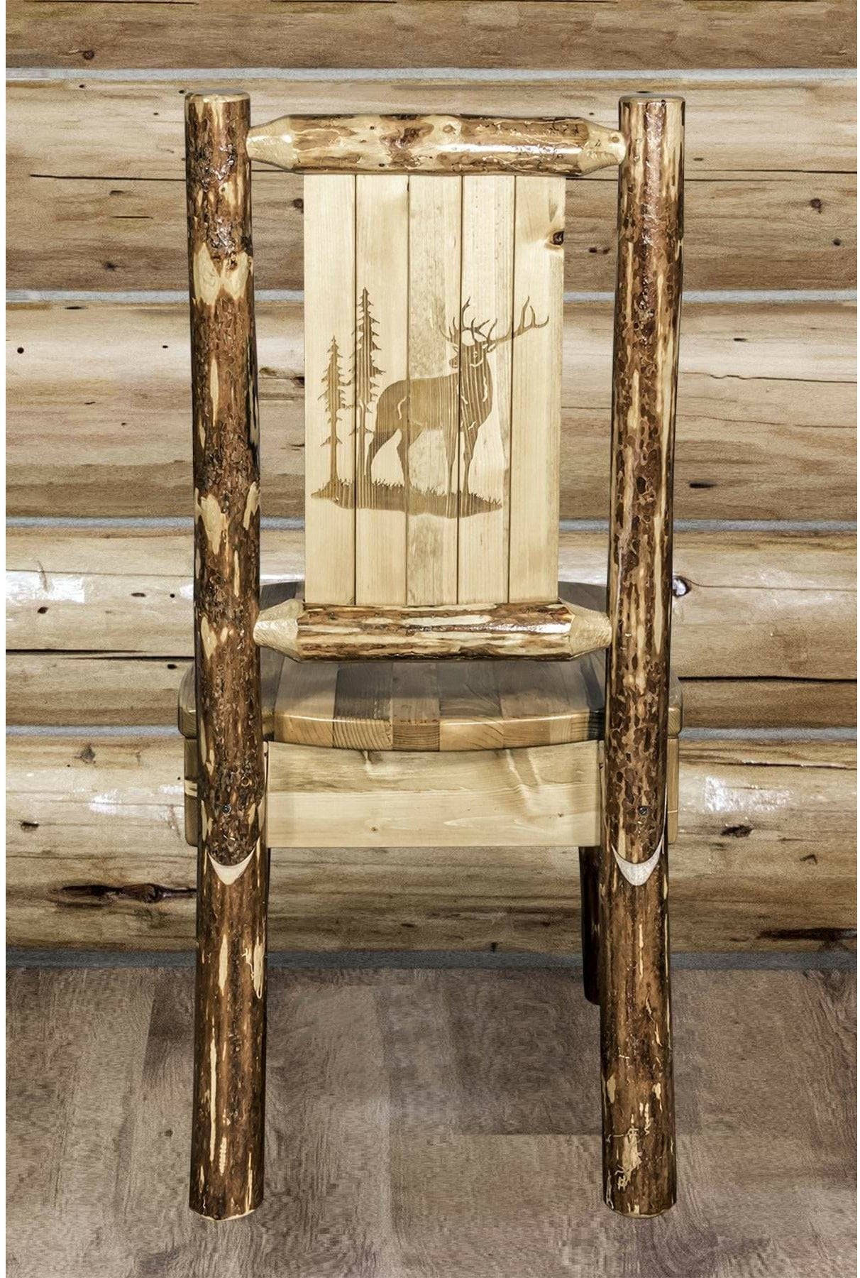 Montana Woodworks Glacier Country Collection Side Chair with Laser Engraved Design-Rustic Furniture Marketplace