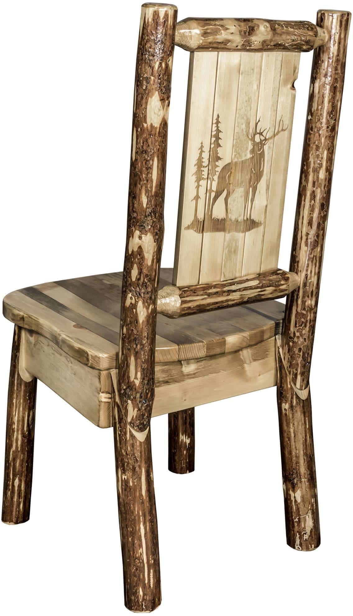 Montana Woodworks Glacier Country Collection Side Chair with Laser Engraved Design-Rustic Furniture Marketplace