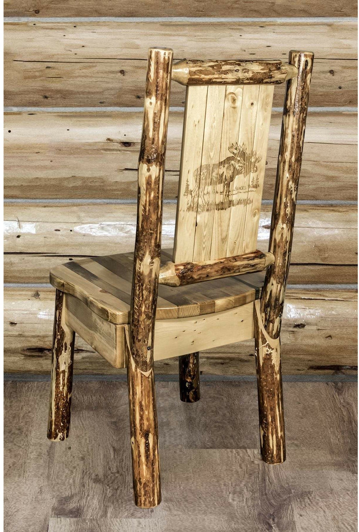 Montana Woodworks Glacier Country Collection Side Chair with Laser Engraved Design-Rustic Furniture Marketplace