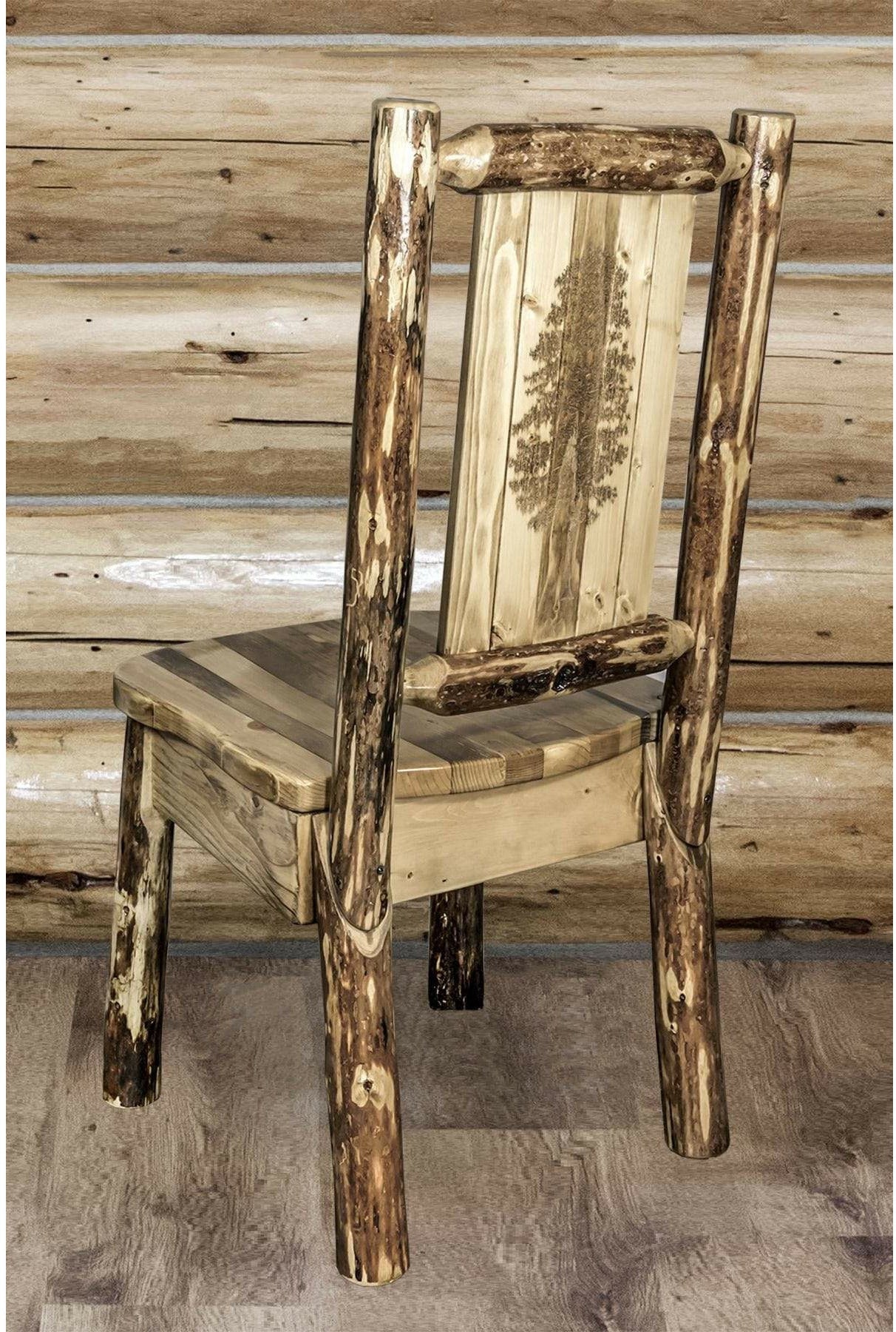 Montana Woodworks Glacier Country Collection Side Chair with Laser Engraved Design-Rustic Furniture Marketplace