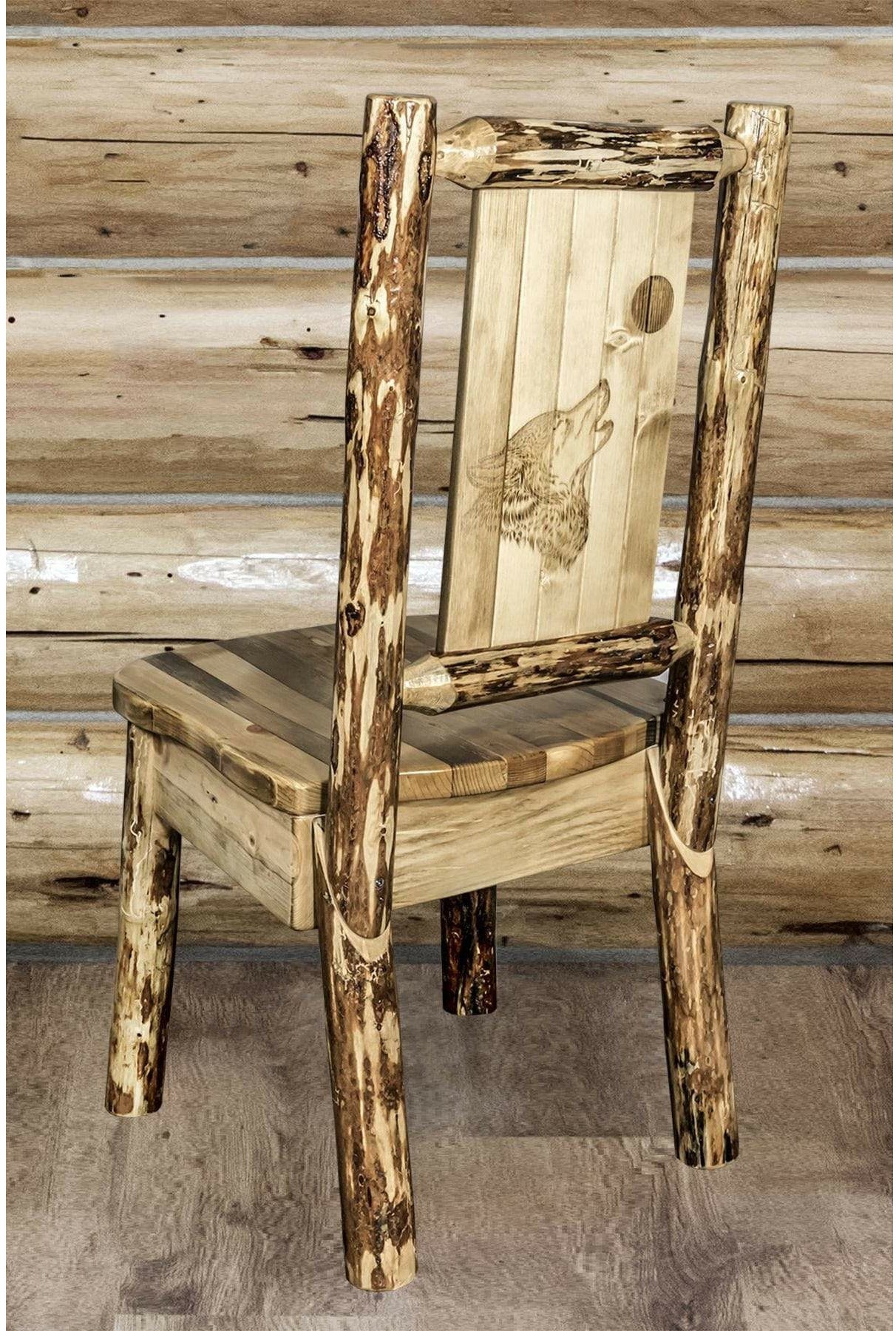 Montana Woodworks Glacier Country Collection Side Chair with Laser Engraved Design-Rustic Furniture Marketplace