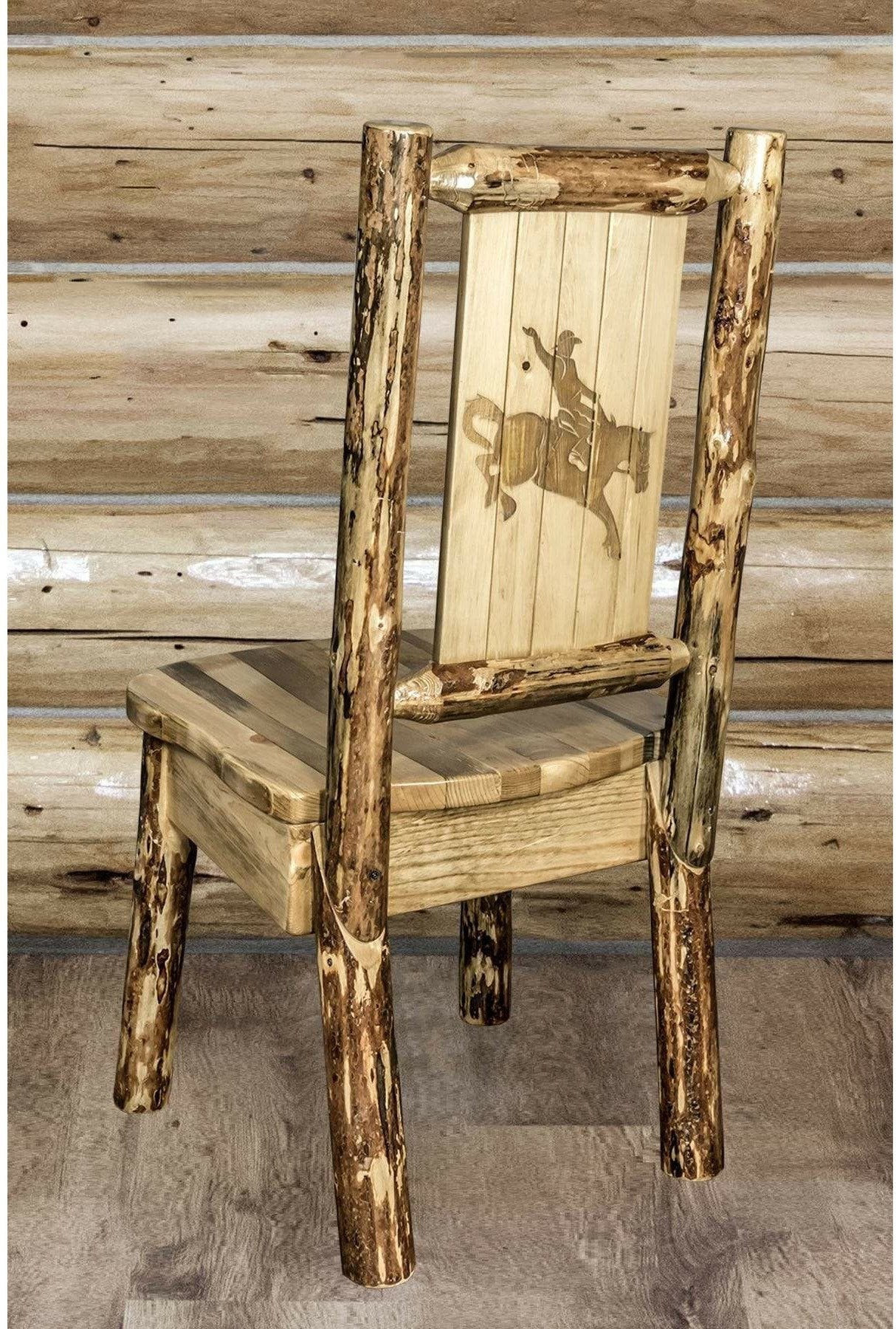 Montana Woodworks Glacier Country Collection Side Chair with Laser Engraved Design-Rustic Furniture Marketplace