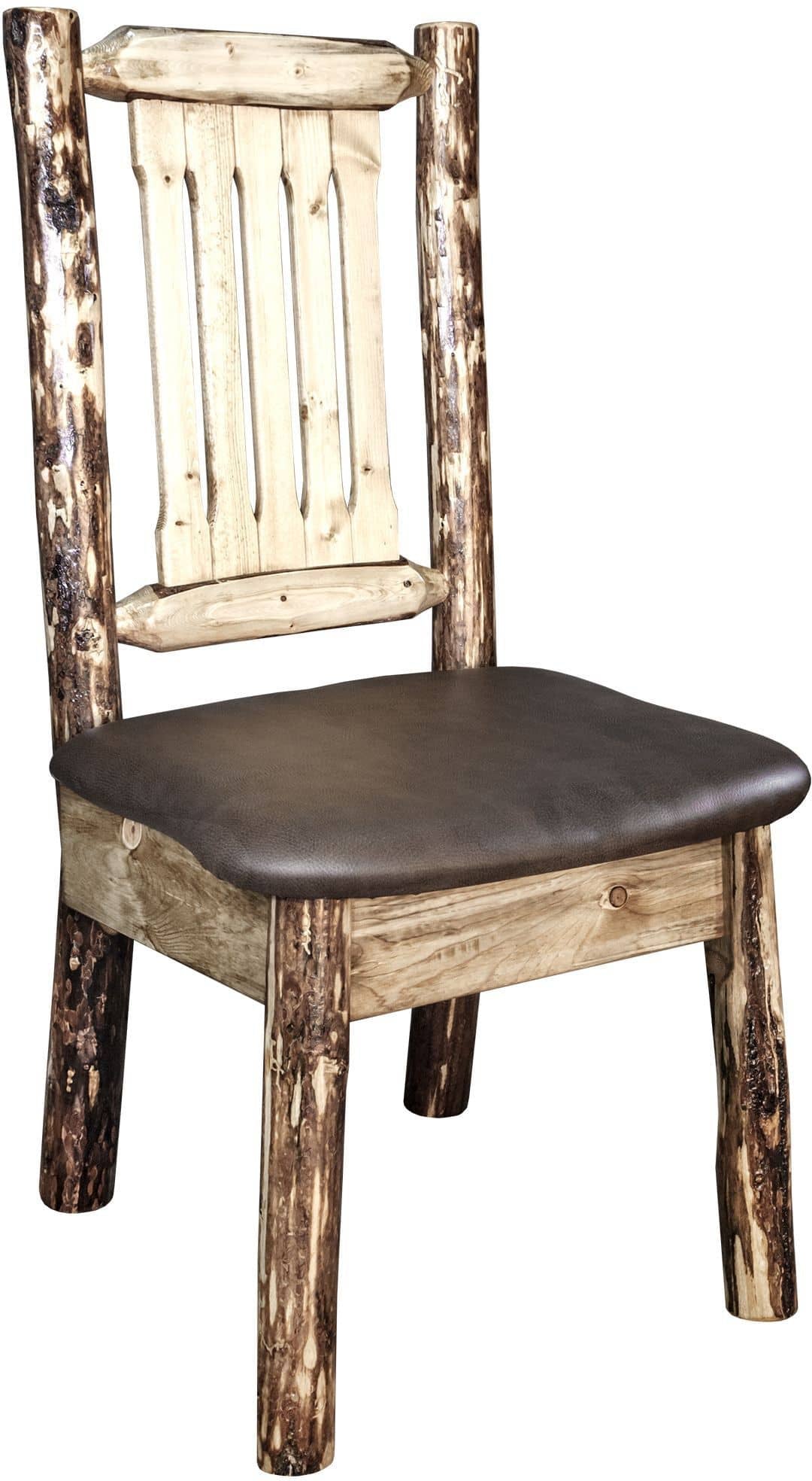 Montana Woodworks Glacier Country Collection Side Chair with Upholstered Seat-Rustic Furniture Marketplace