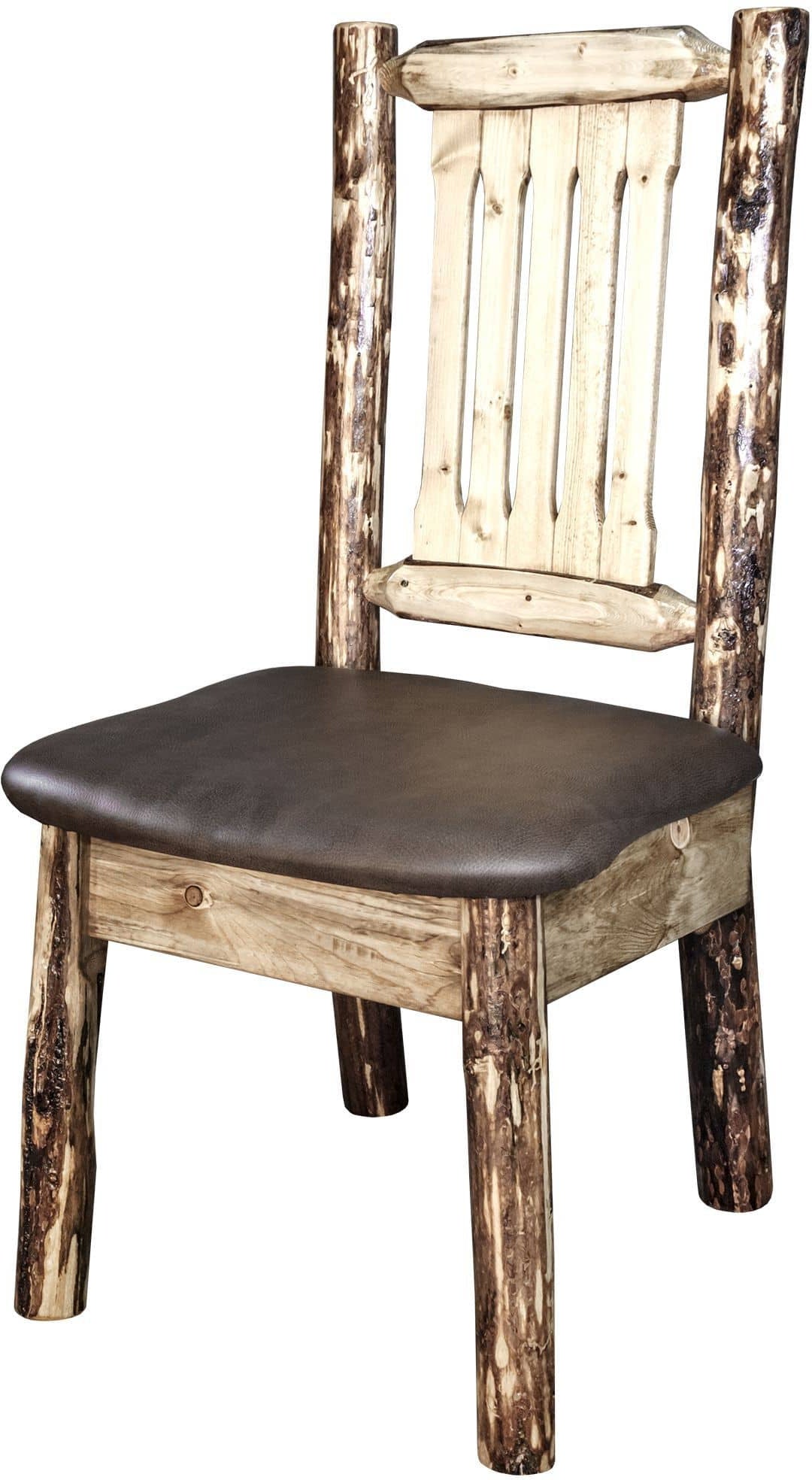 Montana Woodworks Glacier Country Collection Side Chair with Upholstered Seat-Rustic Furniture Marketplace