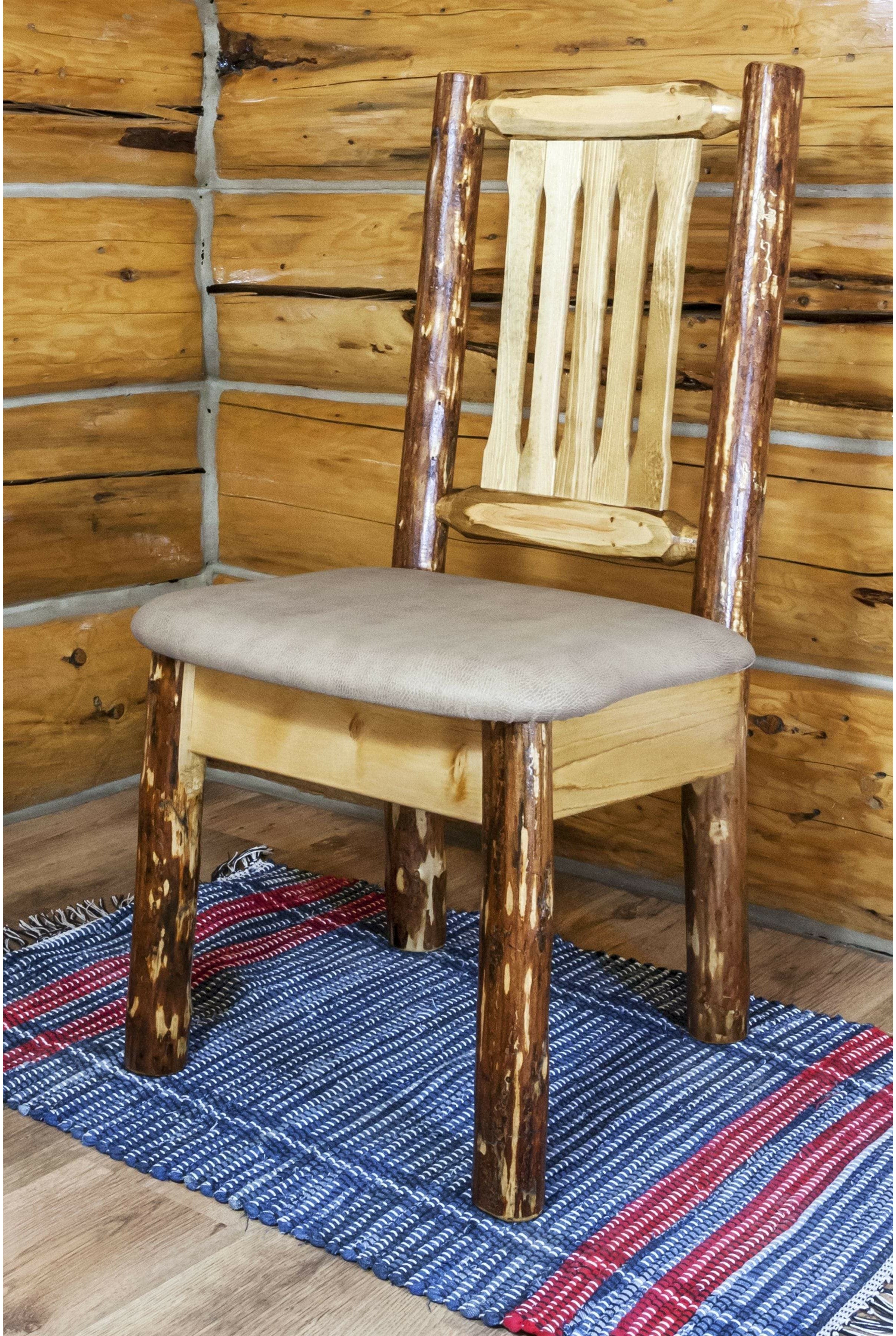 Montana Woodworks Glacier Country Collection Side Chair with Upholstered Seat-Rustic Furniture Marketplace