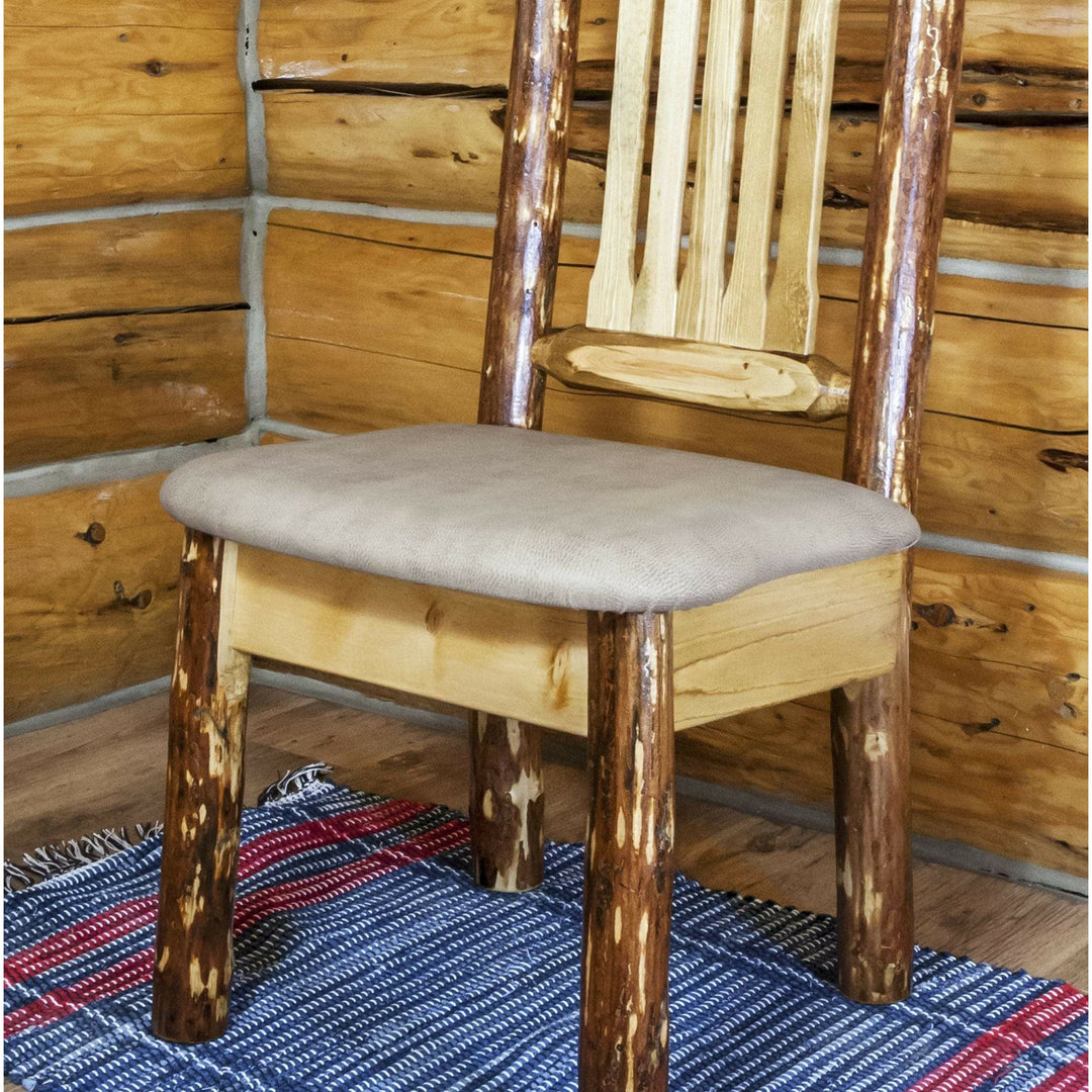 Montana Woodworks Glacier Country Collection Side Chair with Upholstered Seat-Rustic Furniture Marketplace