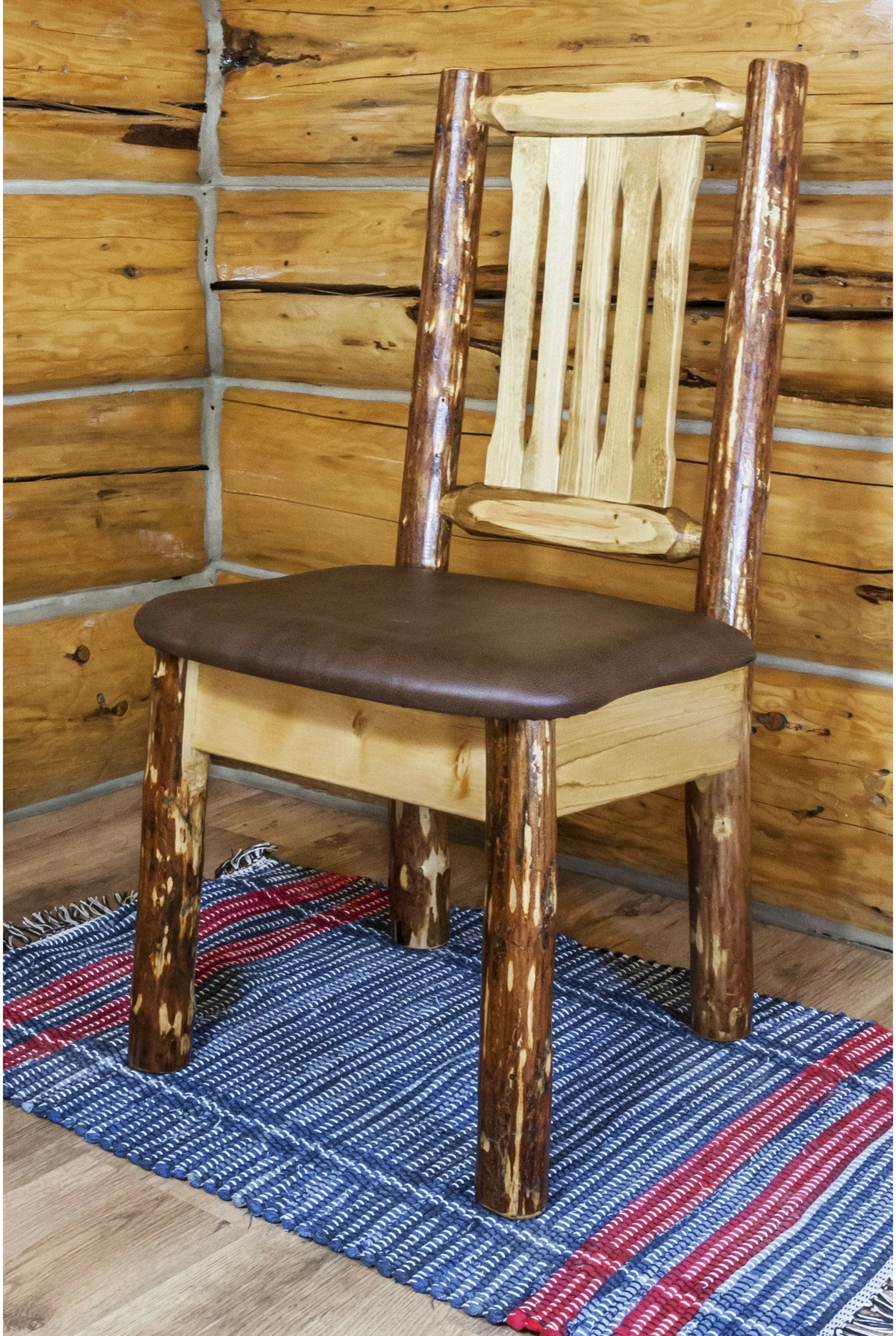 Montana Woodworks Glacier Country Collection Side Chair with Upholstered Seat-Rustic Furniture Marketplace