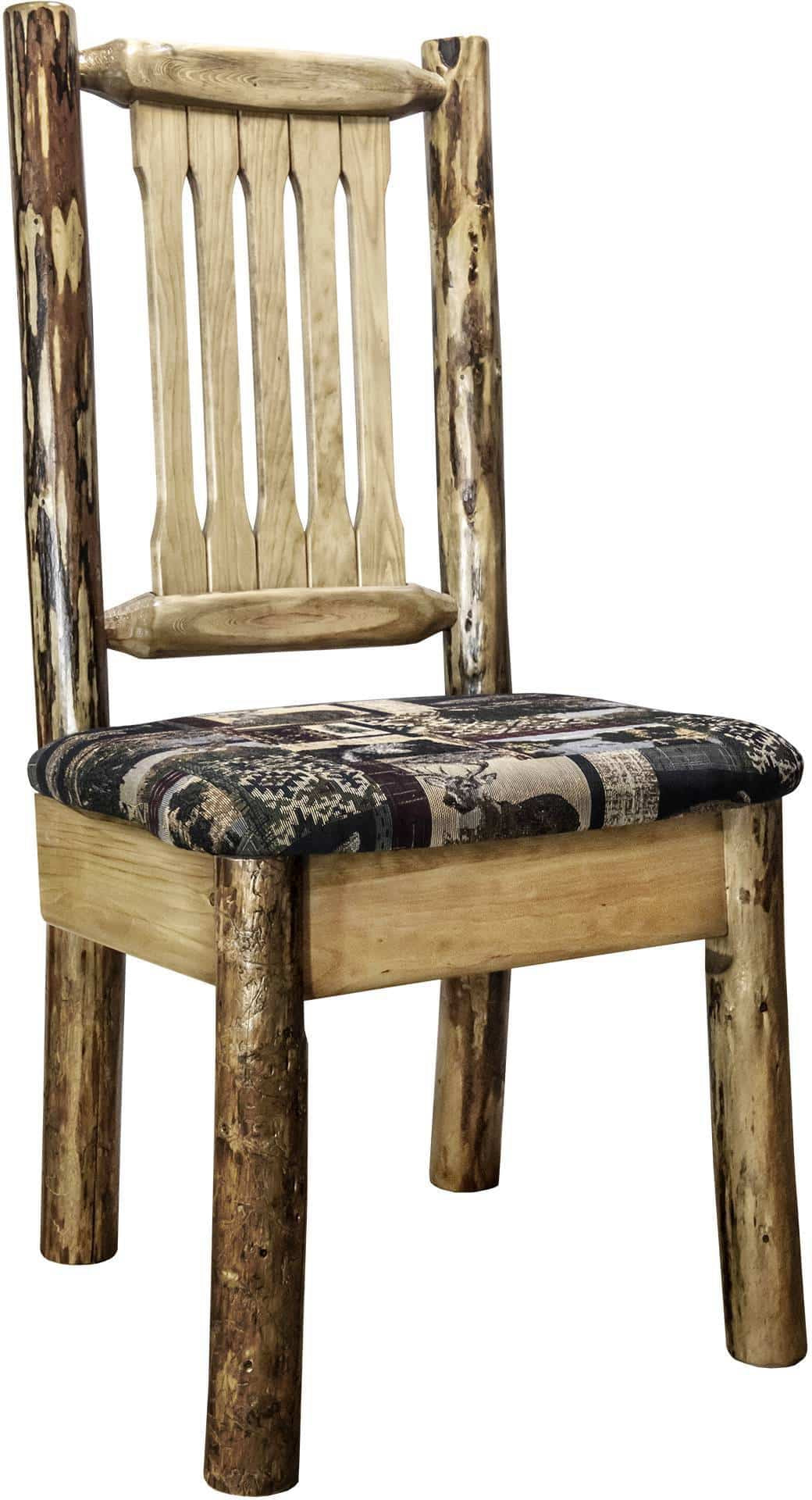 Montana Woodworks Glacier Country Collection Side Chair with Upholstered Seat-Rustic Furniture Marketplace