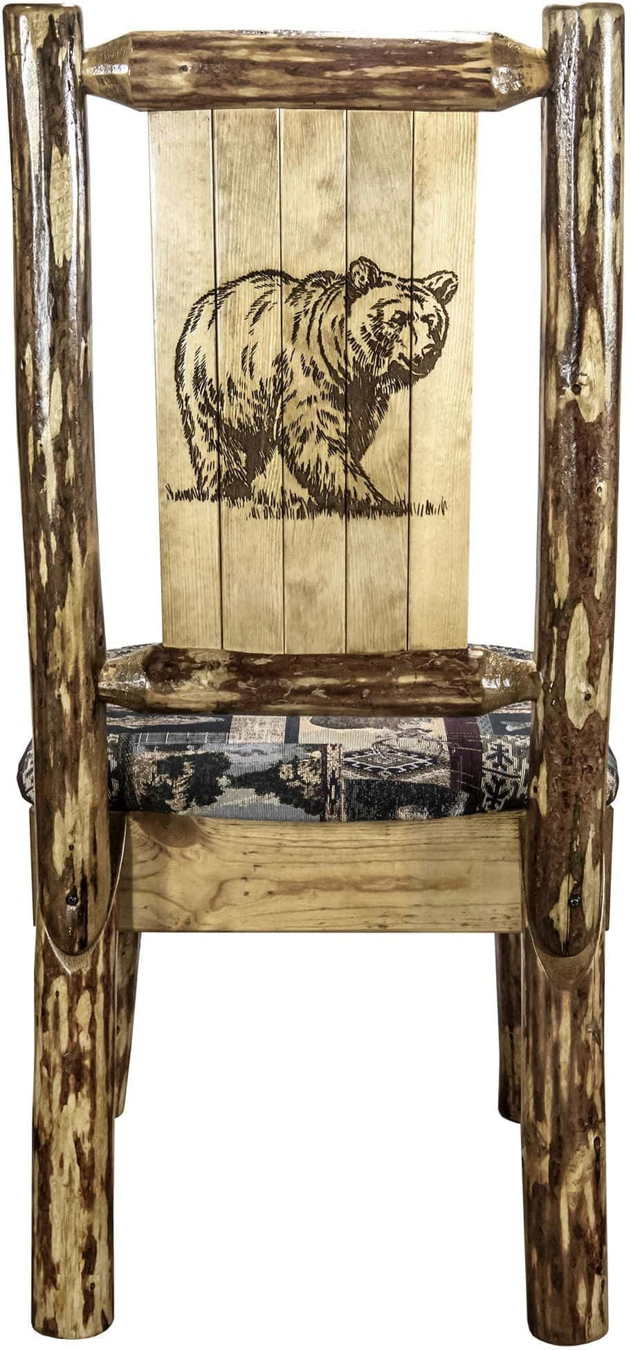 Montana Woodworks Glacier Country Collection Side Chair Woodland Upholstery with Laser Engraved Design-Rustic Furniture Marketplace