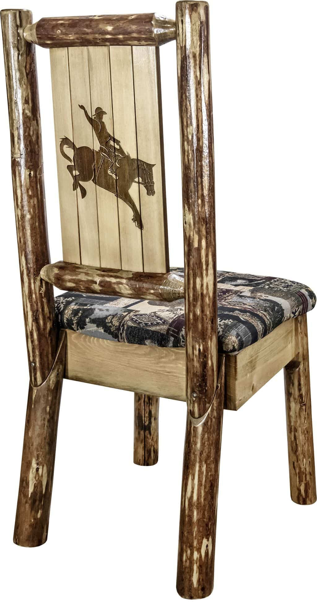 Montana Woodworks Glacier Country Collection Side Chair Woodland Upholstery with Laser Engraved Design-Rustic Furniture Marketplace