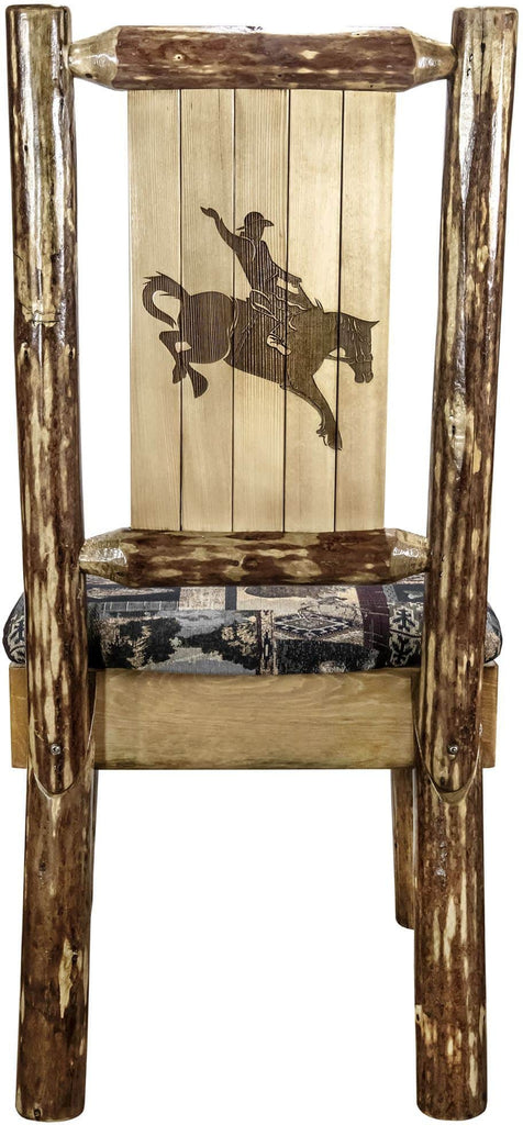 Montana Woodworks Glacier Country Collection Side Chair Woodland Upholstery with Laser Engraved Design-Rustic Furniture Marketplace