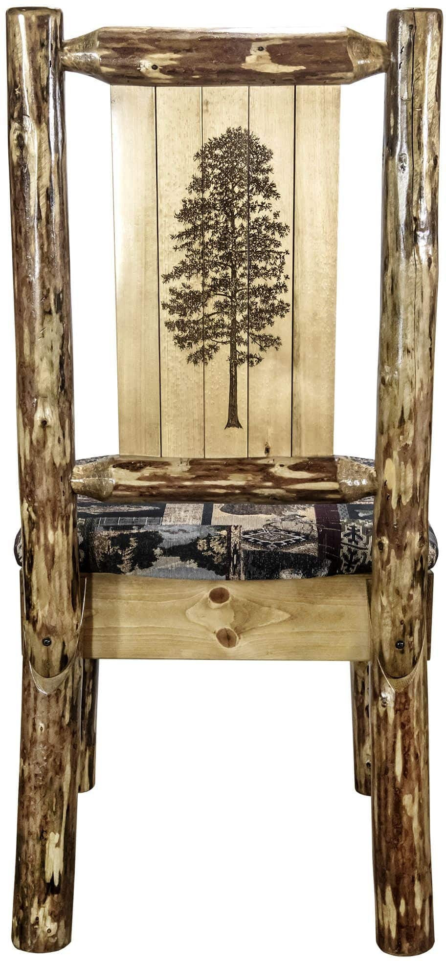 Montana Woodworks Glacier Country Collection Side Chair Woodland Upholstery with Laser Engraved Design-Rustic Furniture Marketplace