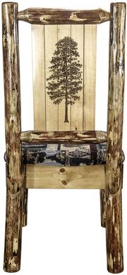 Montana Woodworks Glacier Country Collection Side Chair Woodland Upholstery with Laser Engraved Design-Rustic Furniture Marketplace