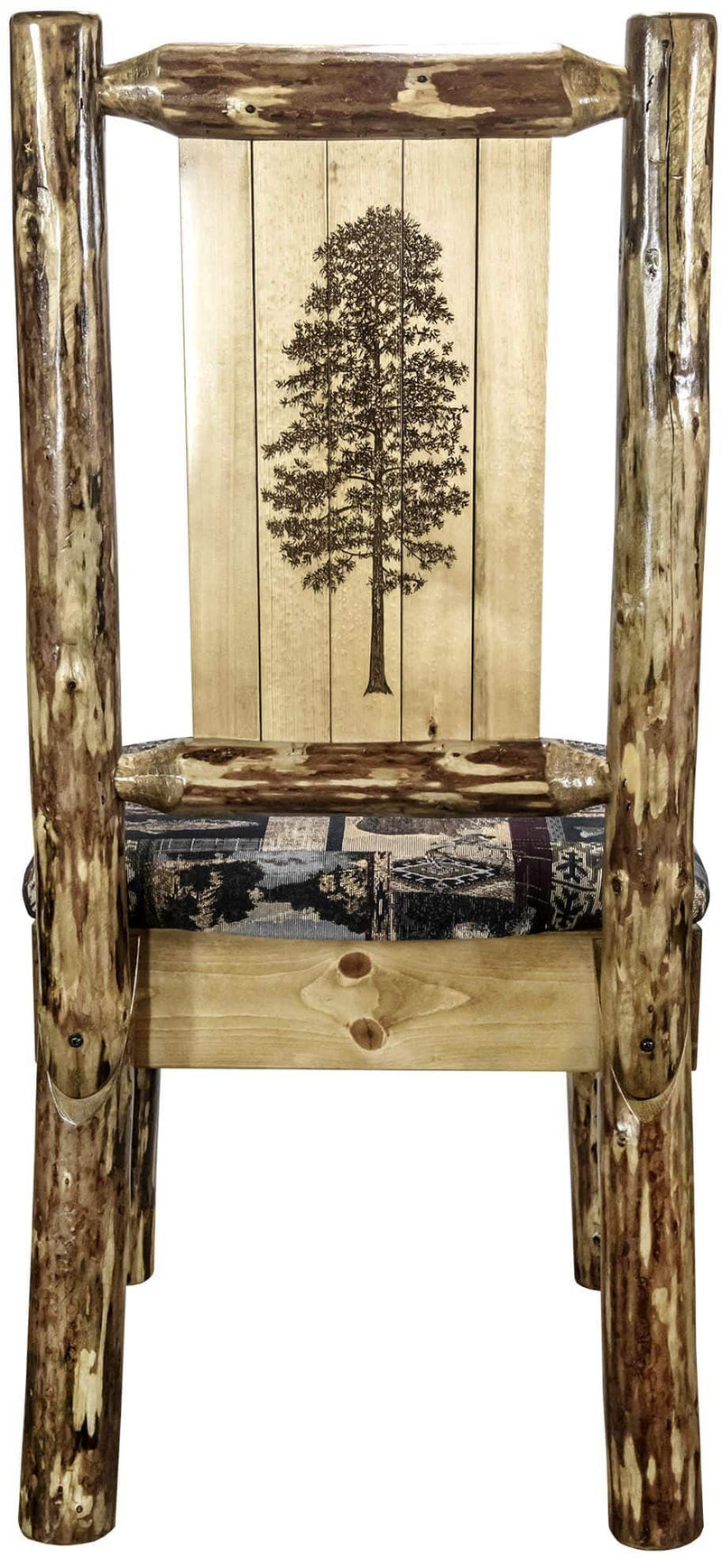 Montana Woodworks Glacier Country Collection Side Chair Woodland Upholstery with Laser Engraved Design-Rustic Furniture Marketplace
