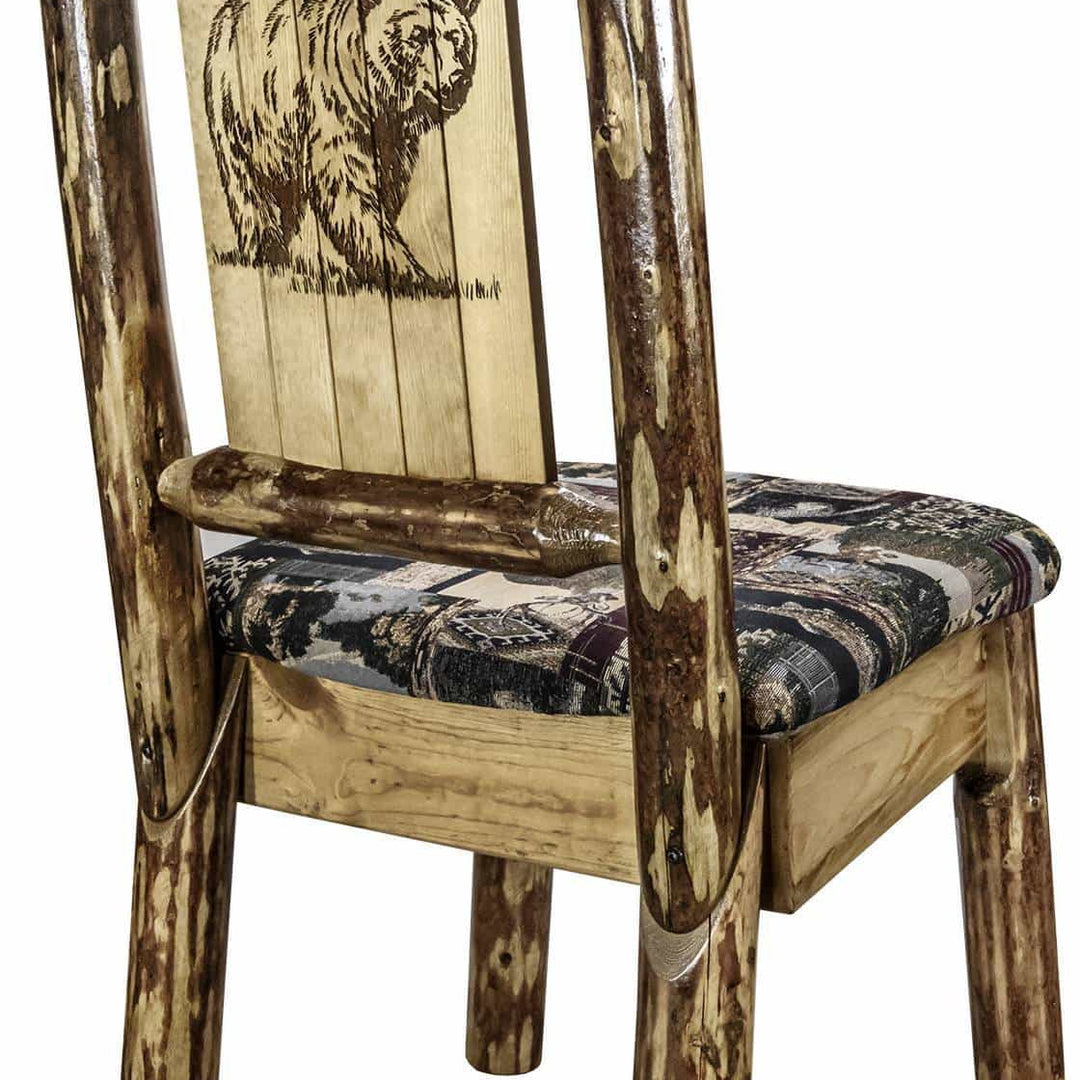 Montana Woodworks Glacier Country Collection Side Chair Woodland Upholstery with Laser Engraved Design-Rustic Furniture Marketplace