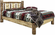 Montana Woodworks Glacier Country Collection Platform Bed with Laser Engraved Design-Rustic Furniture Marketplace