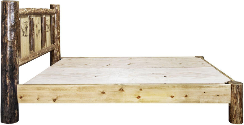 Montana Woodworks Glacier Country Collection Platform Bed with Laser Engraved Design-Rustic Furniture Marketplace