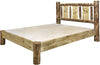 Montana Woodworks Glacier Country Collection Twin Platform Bed with Laser Engraved Design-Rustic Furniture Marketplace