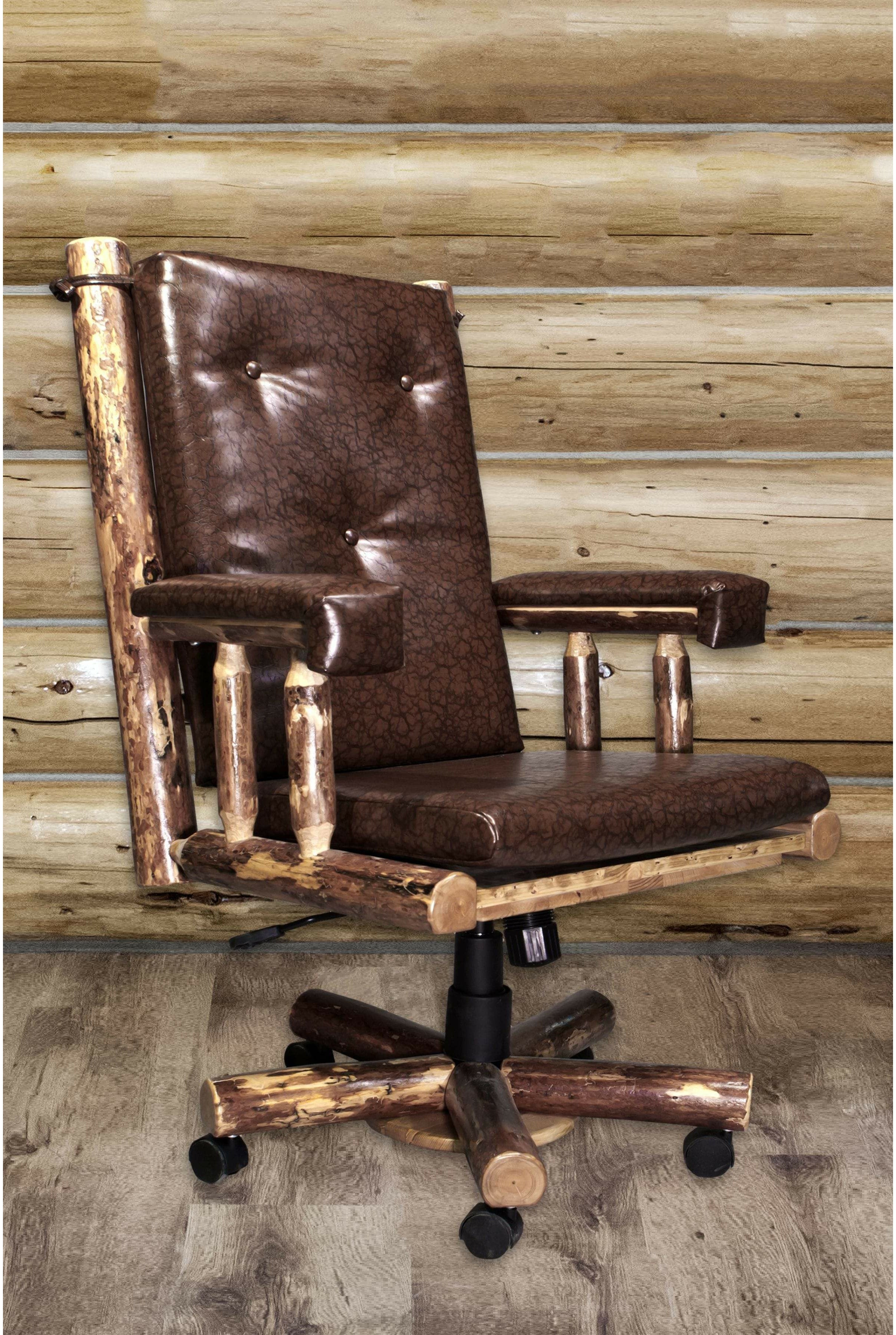 Montana Woodworks Glacier Country Collection Upholstered Office Chair-Rustic Furniture Marketplace