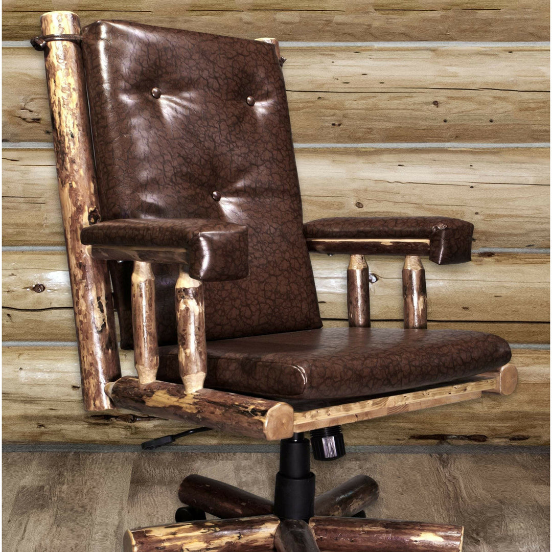 Montana Woodworks Glacier Country Collection Upholstered Office Chair-Rustic Furniture Marketplace