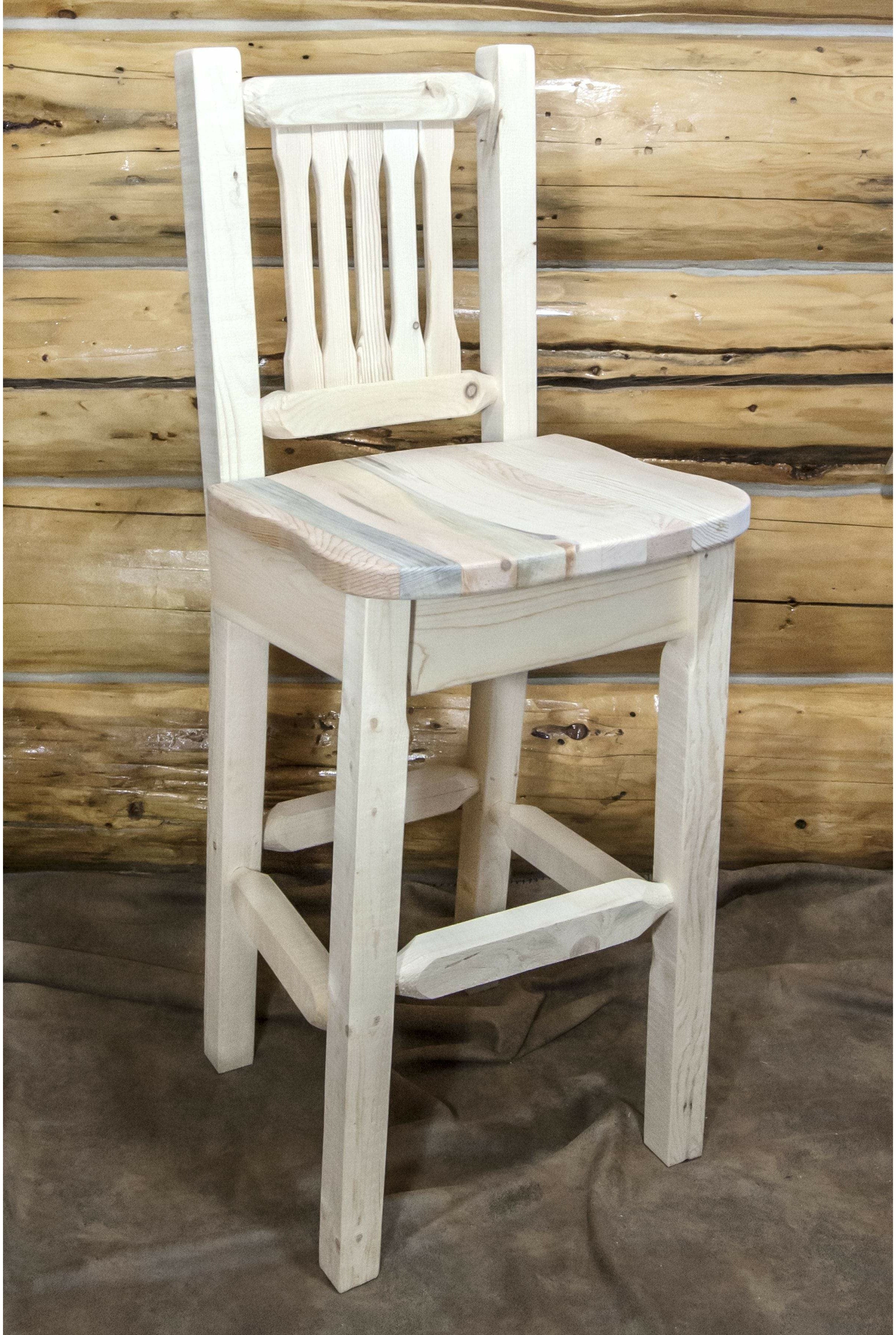 Montana Woodworks Homestead Collection Barstool with Back and Ergonomic Wooden Seat-Rustic Furniture Marketplace