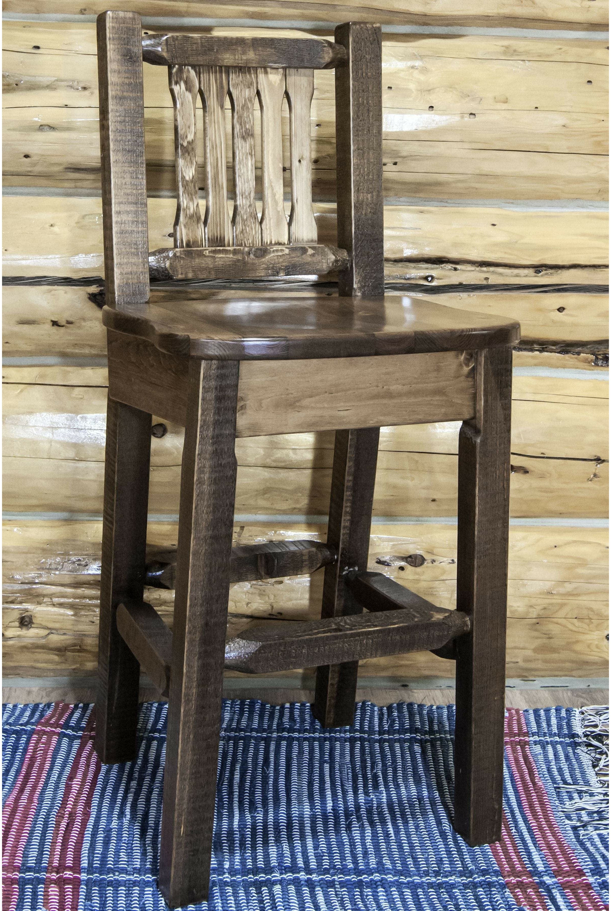 Montana Woodworks Homestead Collection Barstool with Back and Ergonomic Wooden Seat-Rustic Furniture Marketplace