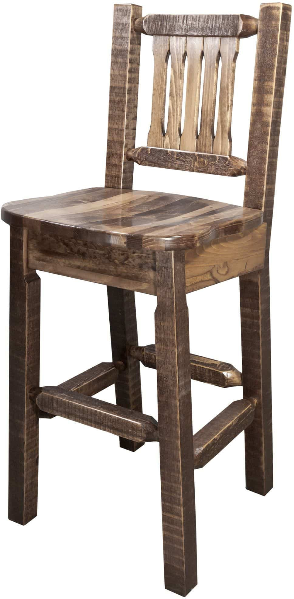 Montana Woodworks Homestead Collection Barstool with Back and Ergonomic Wooden Seat-Rustic Furniture Marketplace