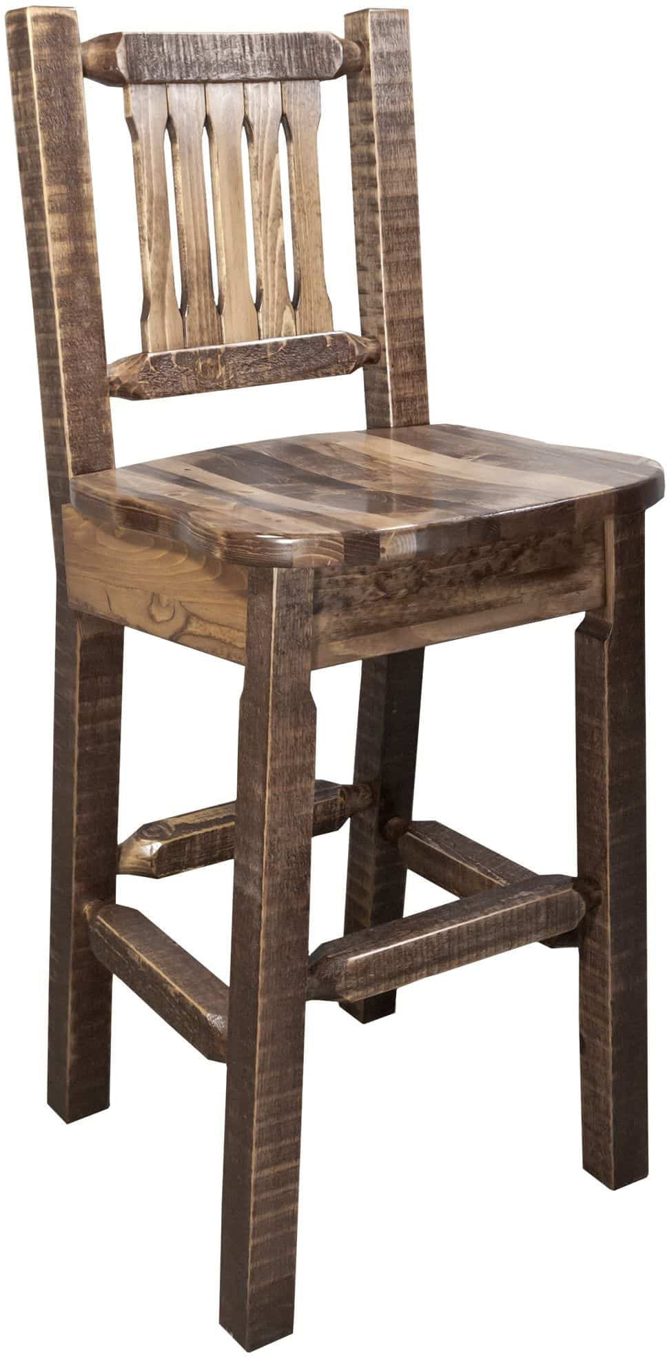 Montana Woodworks Homestead Collection Barstool with Back and Ergonomic Wooden Seat-Rustic Furniture Marketplace