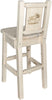 Montana Woodworks Homestead Collection Barstool with Back and Laser Engraved Design - Clear Lacquer Finish-Rustic Furniture Marketplace