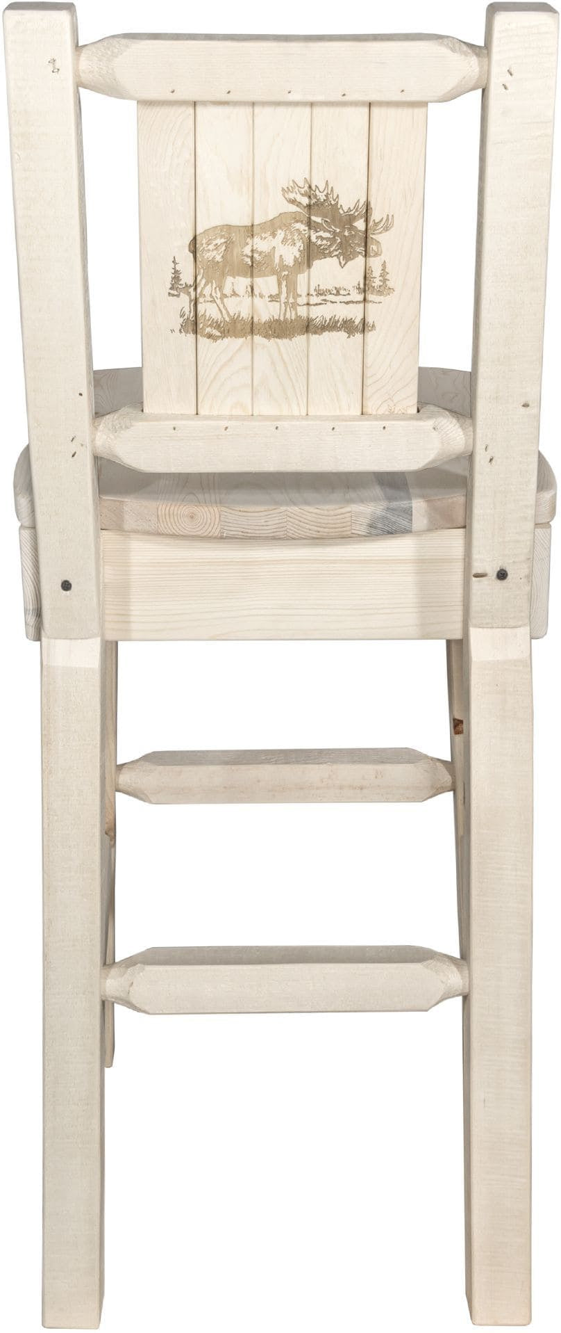 Montana Woodworks Homestead Collection Barstool with Back and Laser Engraved Design - Clear Lacquer Finish-Rustic Furniture Marketplace