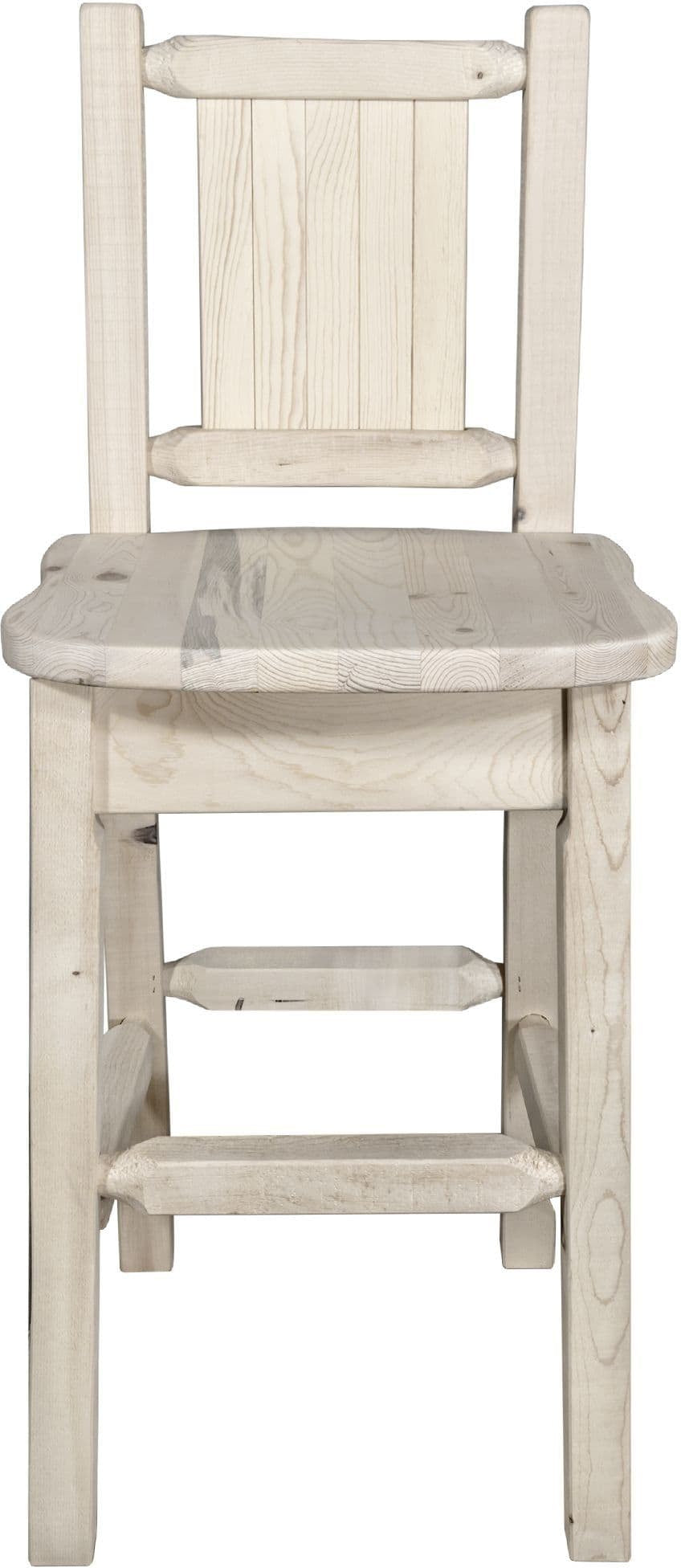 Montana Woodworks Homestead Collection Barstool with Back and Laser Engraved Design - Clear Lacquer Finish-Rustic Furniture Marketplace