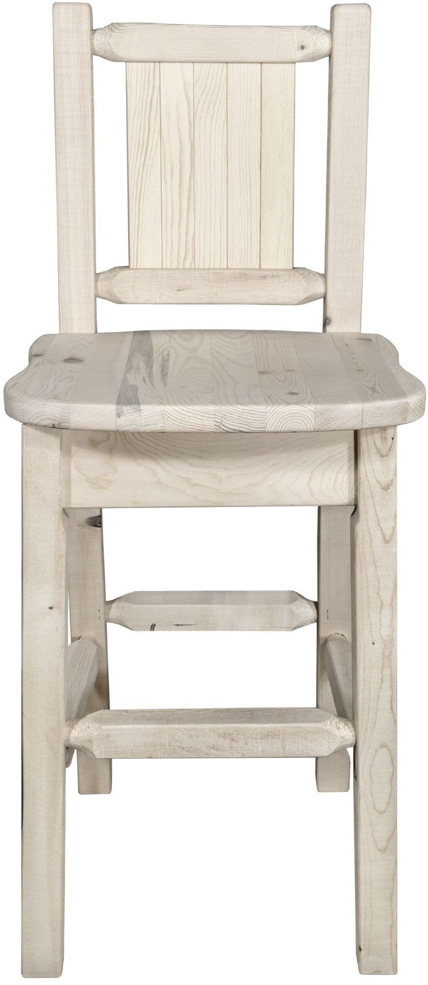 Montana Woodworks Homestead Collection Barstool with Back and Laser Engraved Design - Clear Lacquer Finish-Rustic Furniture Marketplace