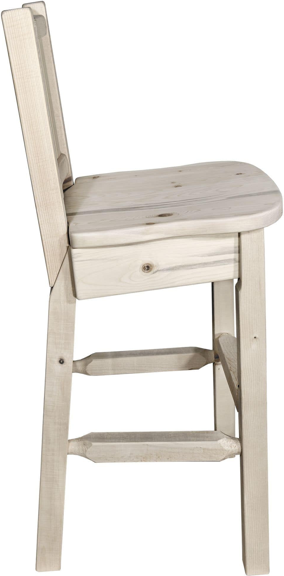 Montana Woodworks Homestead Collection Barstool with Back and Laser Engraved Design - Clear Lacquer Finish-Rustic Furniture Marketplace