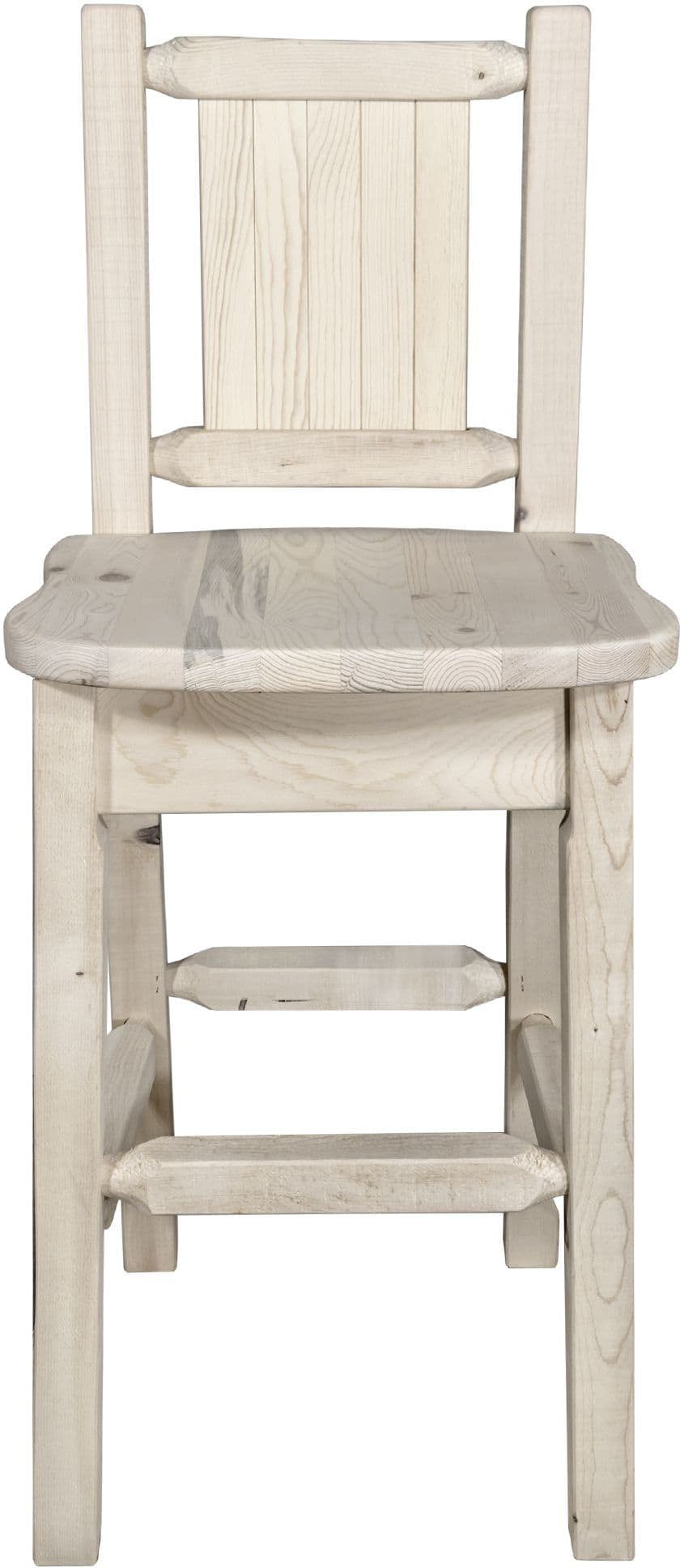 Montana Woodworks Homestead Collection Barstool with Back and Laser Engraved Design - Clear Lacquer Finish-Rustic Furniture Marketplace