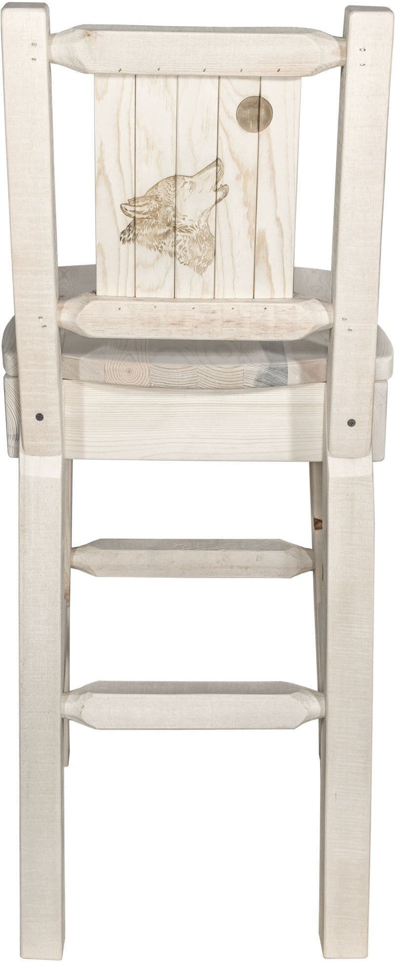 Montana Woodworks Homestead Collection Barstool with Back and Laser Engraved Design - Clear Lacquer Finish-Rustic Furniture Marketplace