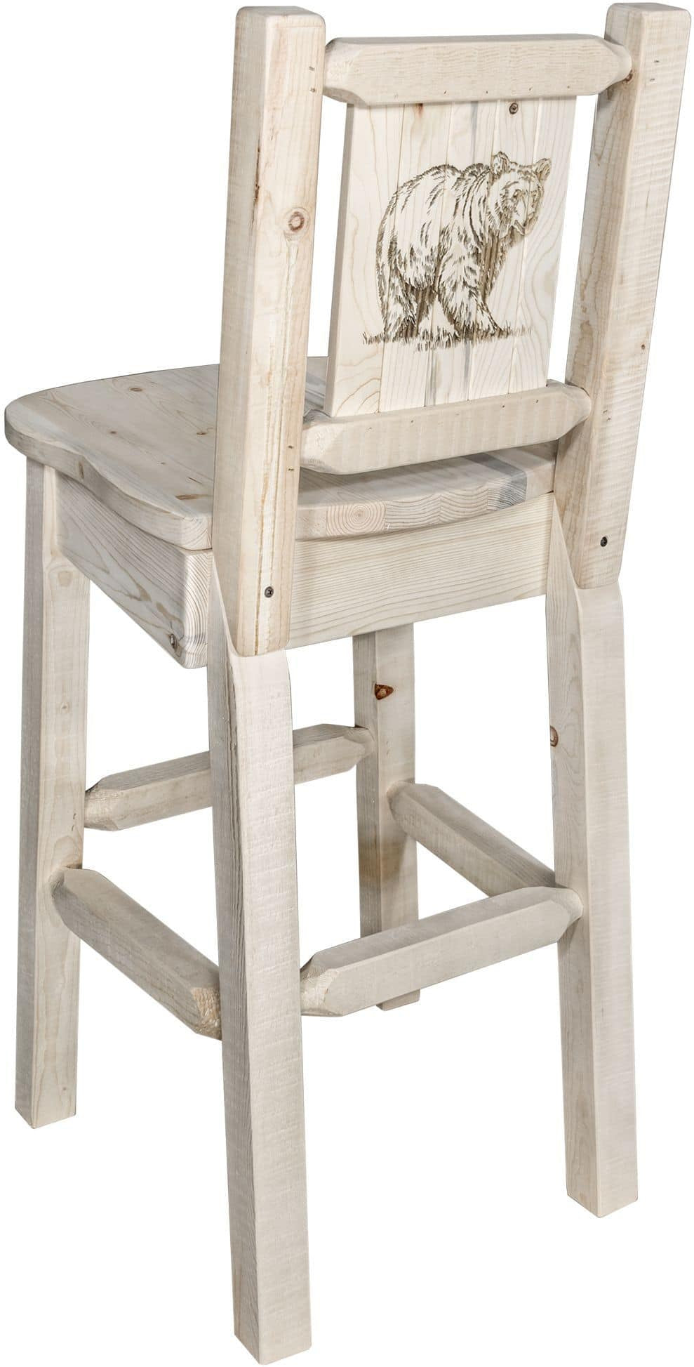 Montana Woodworks Homestead Collection Barstool with Back and Laser Engraved Design - Clear Lacquer Finish-Rustic Furniture Marketplace