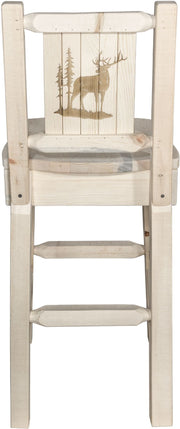 Montana Woodworks Homestead Collection Barstool with Back and Laser Engraved Design - Ready to Finish-Rustic Furniture Marketplace