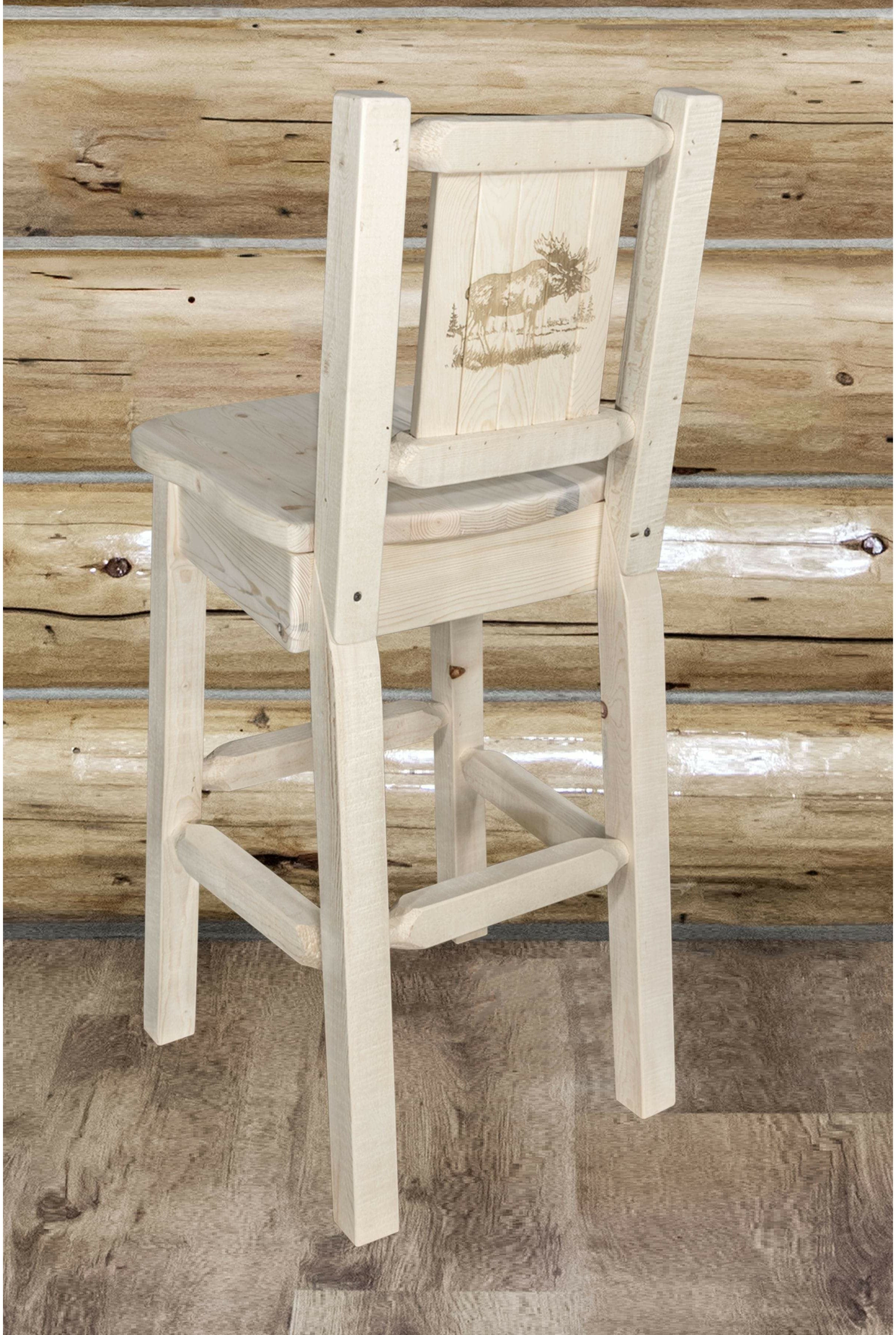 Montana Woodworks Homestead Collection Barstool with Back and Laser Engraved Design - Ready to Finish-Rustic Furniture Marketplace